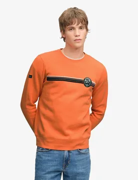 Superdry Herren Baumwolle Outdoor Stripe Logo Sweatshirt Lockere Passform, Orange, Größe: XL - 74.99 - FashionsVida