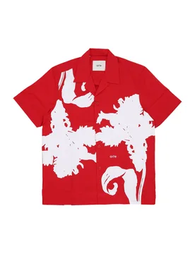 Camicia Manica Corta Uomo Big Flower Shirt Red/white - Arte - FashionsVida