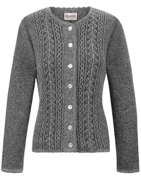 Trachtenstrickjacke Mabella (grau, Gr. 44) von Heimatgwand für Damen, Oberteile, 80% Wolle, 20% Polyamid - Stockerpoint - FashionsVida