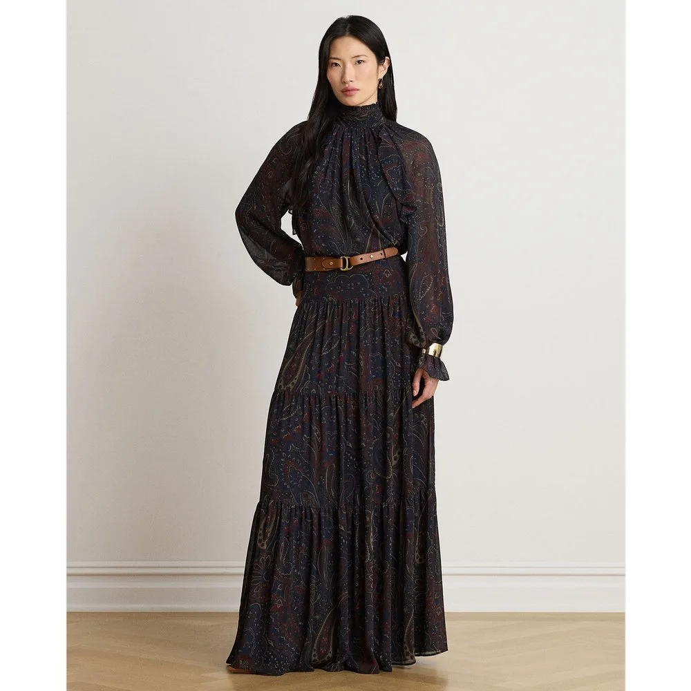 Falda larga evasé con estampado paisley - Lauren Ralph Lauren - FashionsVida