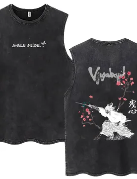 Anime Vagabond Miyamoto Musashi Cherry Blossoms Vintage Washed Tank Tops Men Women Casual Cotton Retro Sleeveless Vest T Shirts - Aliexpress - FashionsVida