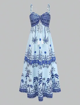 Vestido de línea A con cintura ceñida y cuello de corbata estampado para mujer, encantador, sexy y elegante para uso diario, ir al trabajo, vacacion - Shein - FashionsVida