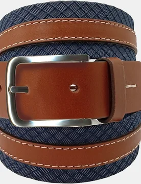 Cinturón de piel y tejido técnico para hombre - Leyva - FashionsVida