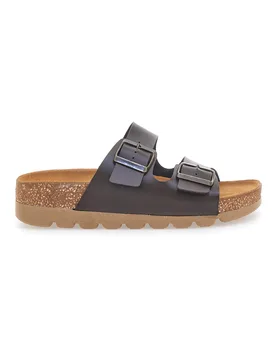 Ciabatte marroni con doppia fibbia con sottopiede in pelle 335P20630SR 38 - PITTARELLO BIO - FashionsVida