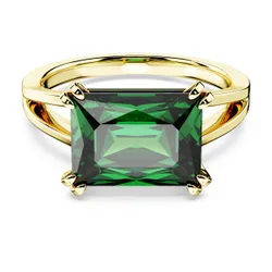 Anello cocktail Stilla, Taglio rettangolare, Verde, Finitura oro 18K 50