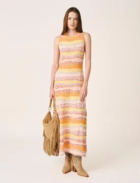 Vestido midi de punto con estampado geométrico sin mangas - Alma en Pena - FashionsVida