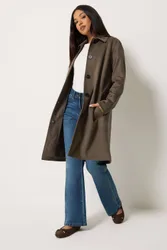 Women's Faux Suede Midi Coat in Chocolate Size: 16 - Chocolate - Size: 16