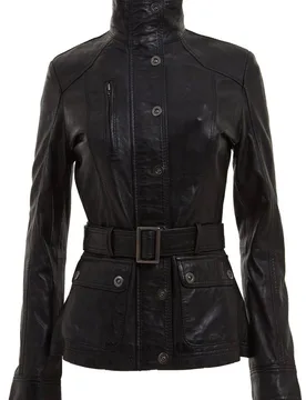 Women's Leather Military-Inspired Biker Jacket-Middleton in Black Size: 20 - Black - Size: 20 - Infinity Leather - FashionsVida