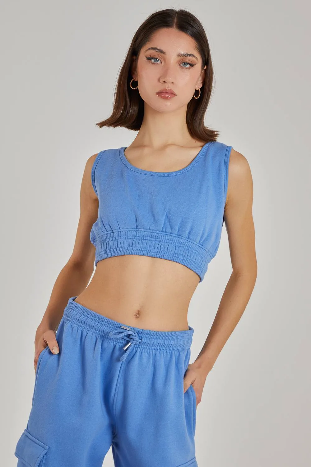 Women's Cropped Lounge Bralette in Blue Size: Medium - Blue - Size: M - Pink Vanilla - FashionsVida