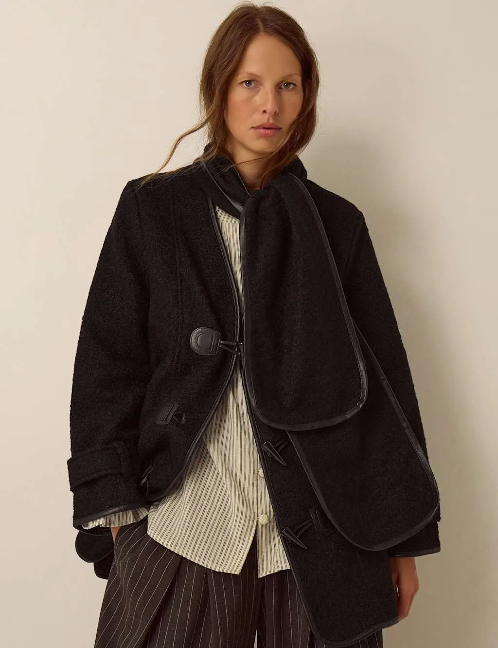 Boucle Lined V Neck Duffle Coat Black female - Monsoon - FashionsVida