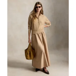 Vestido largo de lana con cuello polo