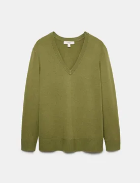Air-Yarn V-Neck Oversized Longline Jumper Sage female - M&S - FashionsVida
