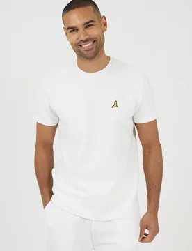 Mens Crew Neck T-Shirt - Cream - Size Medium - Brave soul - FashionsVida