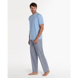 Pijama largo de hombre de punto y tela