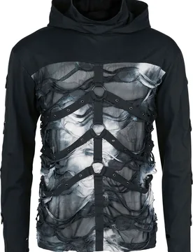 Gothic Langarmshirt - Javier Top Mens Black - L bis XXL - für Männer - Größe L - schwarz - Männer - male - Chemical Black - FashionsVida