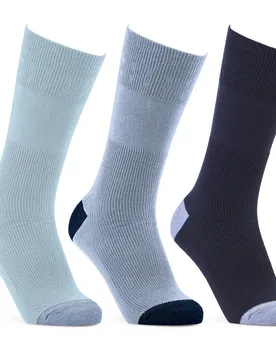 Cotton‑rich Softhold® Seam‑free Contrast Heel & Toe Socks - Mixed Blues - Size: S - Cosyfeet - FashionsVida