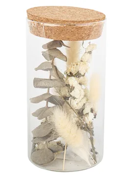 Trockenblumen-Tischdeko verglast braun-grün-weiß 15,5 cm - ARTYFETES - FashionsVida
