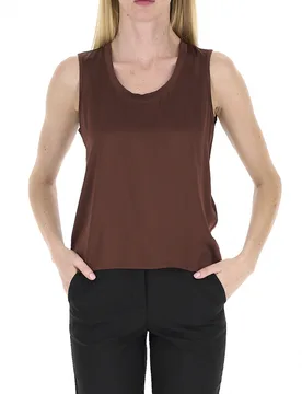 Dixie Blusa in satin MARRONE L - Dixie - FashionsVida