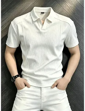 Summer Men's Textured Casual Polo Shirt Short Sleeve Front-Shoulder T-Shirt Couple's Short Sleeve - Aliexpress - FashionsVida