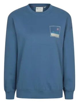 Women's Cornwall Soft Cotton-Polyester Blend Crew Neck Graphic Sweatshirt in Blue Size: 10 - Blue - Size: 10 - Mountain Warehouse - FashionsVida