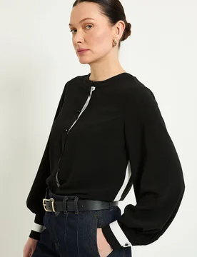Womens Contrast Stripe Buttoned Blouse - Black - Size 16 Uk - Wallis - FashionsVida
