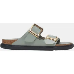 Sandalias mujer Arizona hebilla cuadrada cuero natural esmaltado