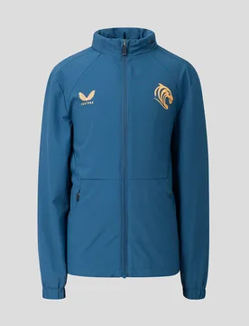 Leicester Tigers Junior 2026/27 Training Packable Hood Shower Jacket BLUE JM Unisex - Castore - FashionsVida