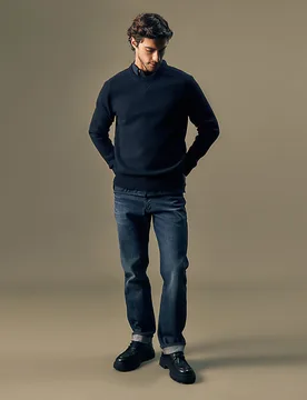 Gold Regular Boiled Wool Sweater Rebel Navy Größe S male - Lee - FashionsVida