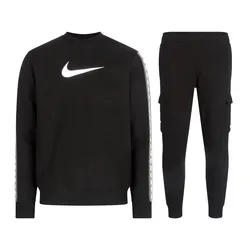 Sportswear Mens Repeat Crew Fleece Tracksuit Black Cotton - Size Medium