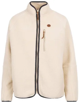 Women's Quake Leather Trim Fleece Jacket in Off White Size: Small - Off White - Size: S - Trespass - FashionsVida