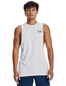 T-shirt Sans Manches Left Chest Cut Off White S - Under armour - FashionsVida