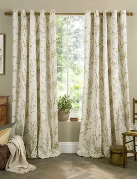 Pussy Willow Eyelet Curtains Yellow Mix - Laura Ashley - FashionsVida
