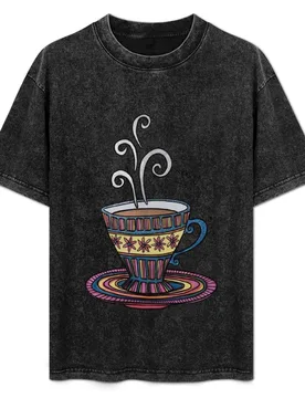 Glitter Coffee Time on Black T-Shirt All Match Print Short Sleeve Top - Aliexpress - FashionsVida