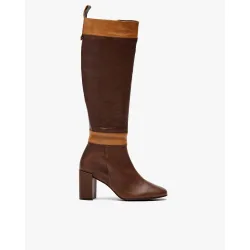 Botas de mujer de piel bicolor con tacón