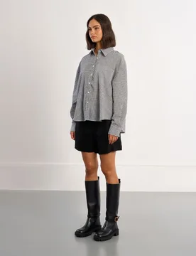Camisa de mujer de manga larga estampado vichy - Lili Sidonio - FashionsVida