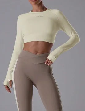 Top de manga larga ajustado y corto con eslogan "Sport" para pádel, tenis, pickleball, yoga, pilates, fitness y uso diario casual S - Shein - FashionsVida