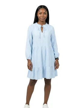 Robe Midi à Manches Longues Nanna Airy Blue / Snow White L - Vero moda - FashionsVida