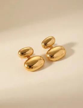 Women's Reena Gold Tone Double Oval Huggie Ring - Gold - Size: One Size - IKRUSH - FashionsVida