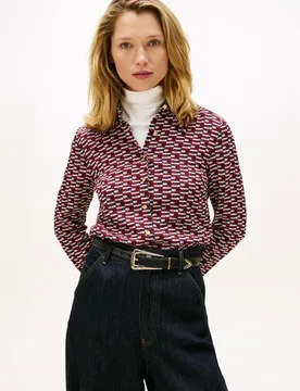 Camisa de mujer de viscosa con estampado corporativo - Tommy Hilfiger - FashionsVida