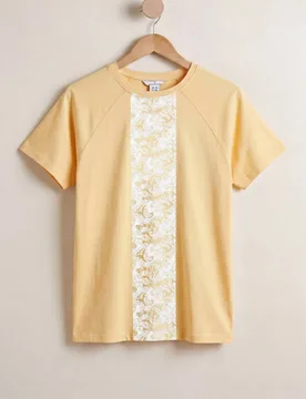 Women's Cotton Short Sleeve T-Shirt in Yellow Size: 14 - Yellow - Size: 14 - Enorsia - FashionsVida