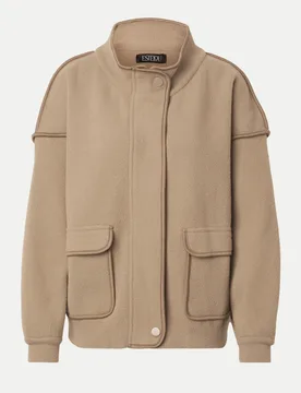 Fleecejacke Baloon mit Piping-Details Beige L - ESTELOU - FashionsVida