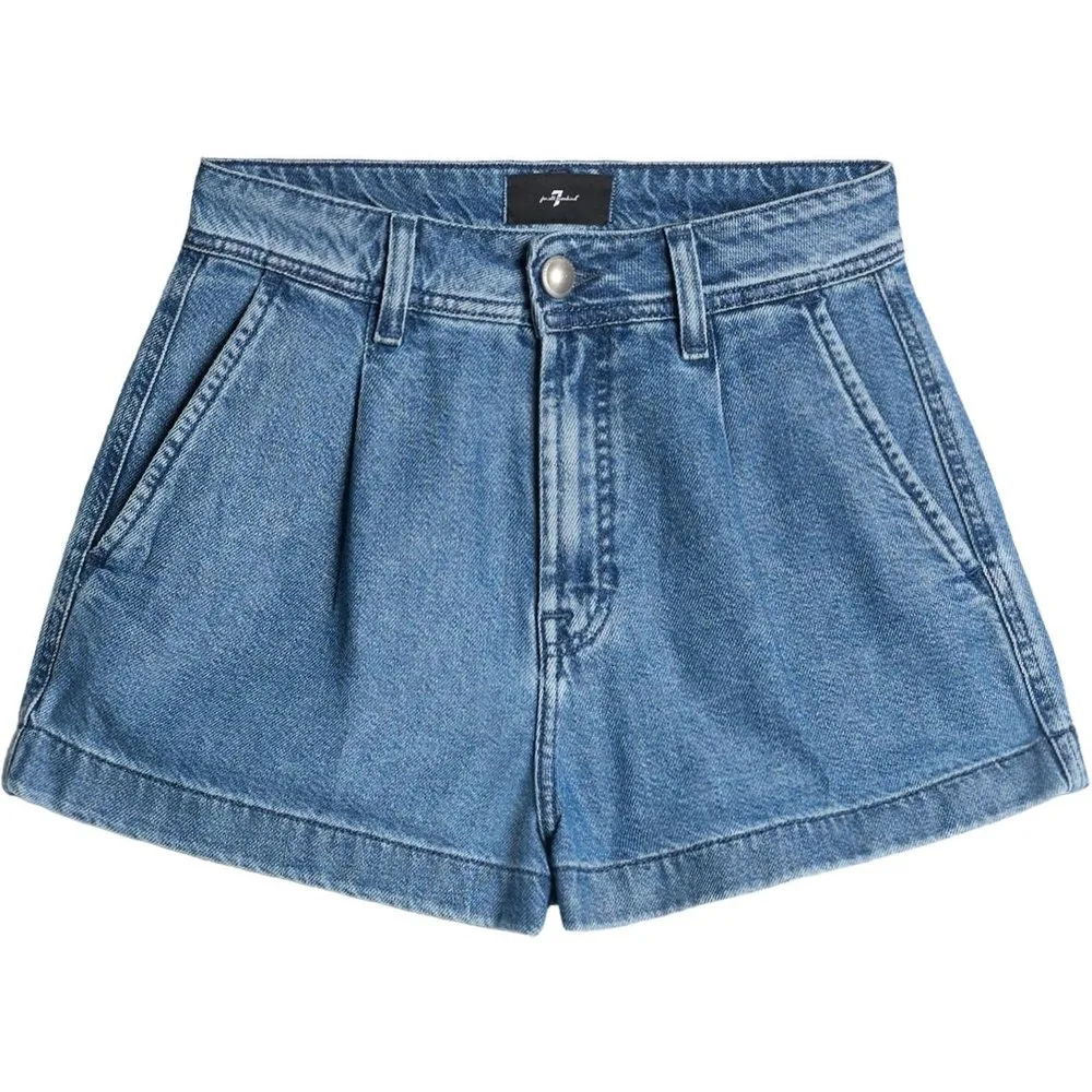 Shorts de mujer pleated de tiro medio - 7 For All Mankind - FashionsVida