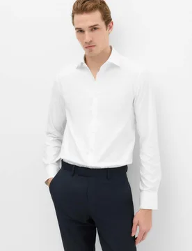 Extra Slim Fit Luxury Cotton Twill Shirt White male - M&S SARTORIAL - FashionsVida