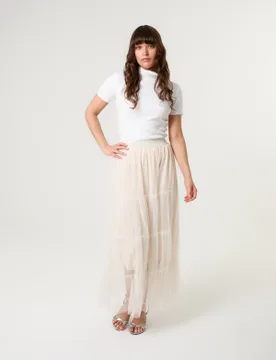 Long Layered Skirt - M/L / CREAM - female - Blue Vanilla - FashionsVida