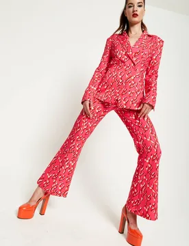 Women's Pink Flame Clashing Colours Blazer Size: 10 - Pink - Size: 10 - House of Holland - FashionsVida