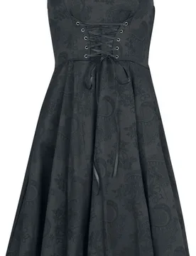 Rockabilly Kleid knielang - Black Orchid Swing dress - XS bis 3XL - für Damen - Größe S - schwarz - Frauen - female - H&R London - FashionsVida