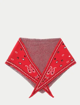 Knitted Paisley Red Scarf Brown Mix female - M&S - FashionsVida
