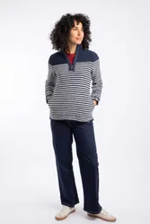 Juliet Womens 1/4 Zip Stripe Macaroni - - Size: 8