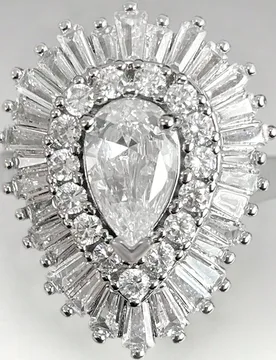 Pieza Anillo de piedra de circonita cúbica de lujo, adecuado para mujeres, ideal para bodas, compromisos, fiestas de aniversario, regalos del Día de - Shein - FashionsVida