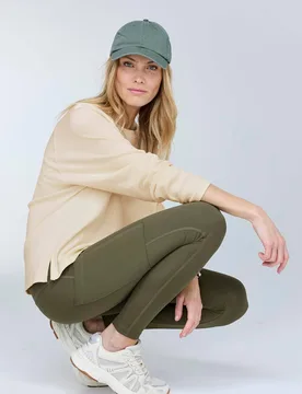 Women's Stretch Leggings With Pockets Pants in Khaki Size: 16 - Khaki - Size: 16 - Cotton Traders - FashionsVida